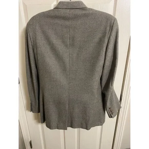 Men's Vtg Luxury Wool & Cashmere Gray‎ Sport Coat Classic 2 Button Sz 41 Regular - Picture 2 of 8